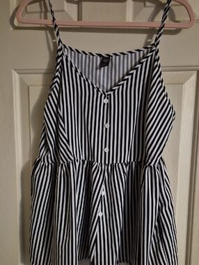 SHEIN Black and White Striped Spaghetti Strap Tank